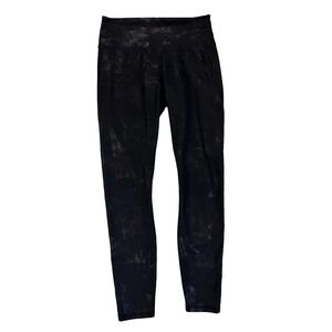 Guru‎ Active Women's Med Mid Rise Black Shiny Camo Workout Leggings Gym Yoga